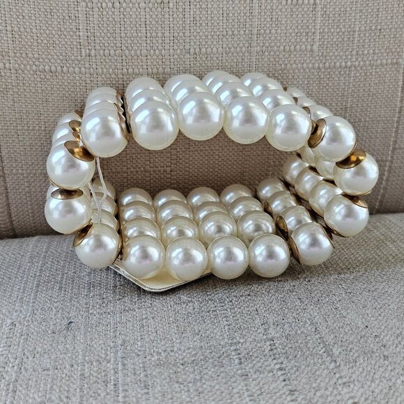 New Erica Lyons Pearl Bracelet Beaded Faux Pearl Four Strand NWT Stretch Wrap - Picture 10 of 16